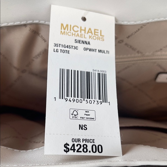 Michael Kors Sienna White Woven Large Tote - Picture 2 of 11